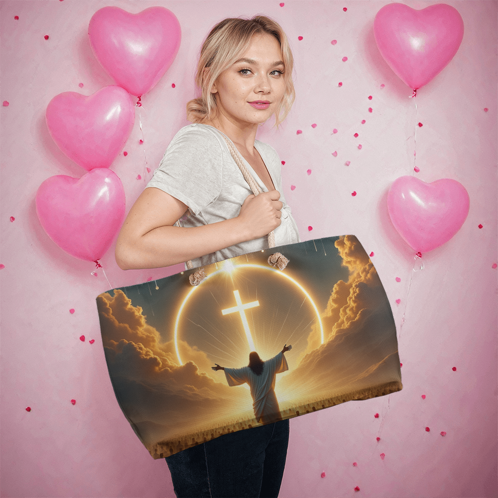 Sacred Redemption Tote – High-Quality Canvas Featuring a Divine Light Theme