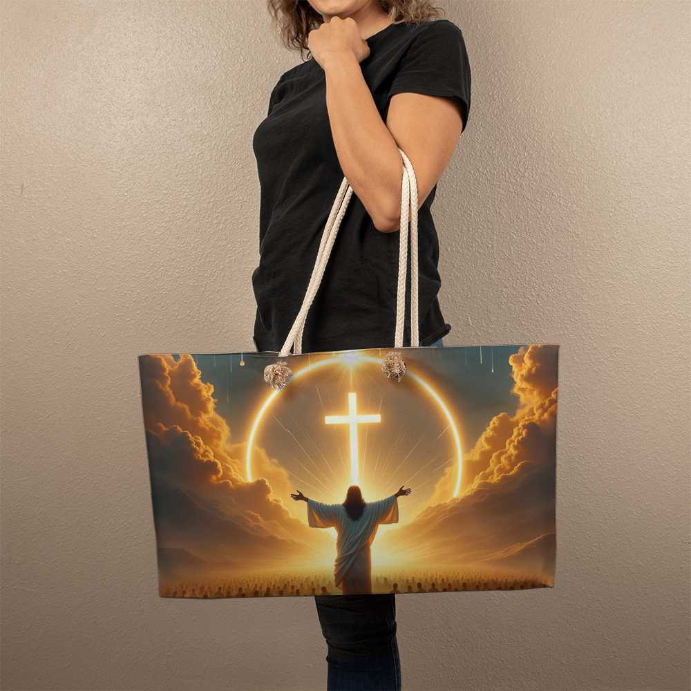 Sacred Redemption Tote – High-Quality Canvas Featuring a Divine Light Theme