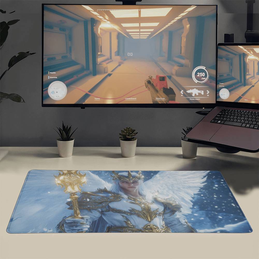 Radiant Angel Game Mat – Soft, Supportive, and Full of Faith, Your Gaming Sessions Just Got a Heavenly Upgrade