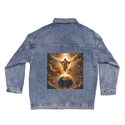 Heavenly Arrival Denim Jacket – Durable Denim, Jesus’ Return, A Celebration of Salvation and Grace.