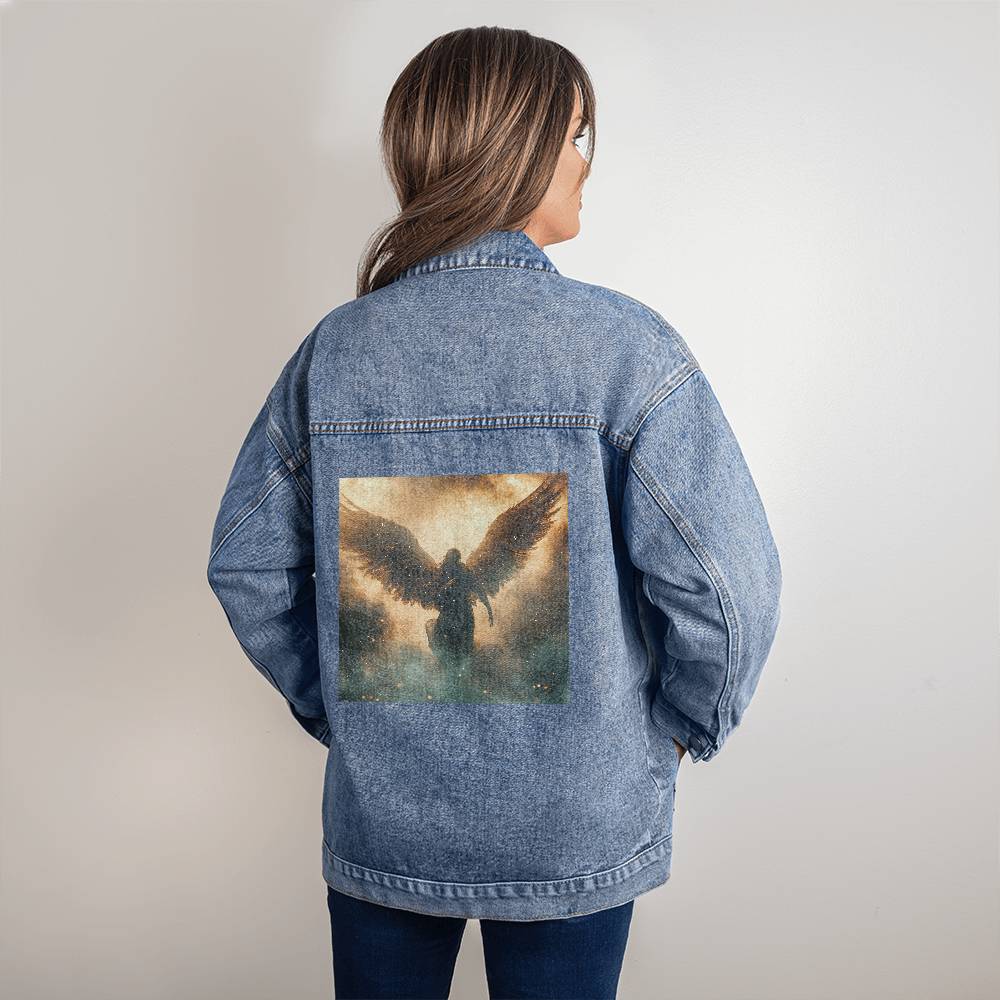 Heavenly Angels DTG Denim Jacket – Custom, Oversized, and Radiating Divine Energy