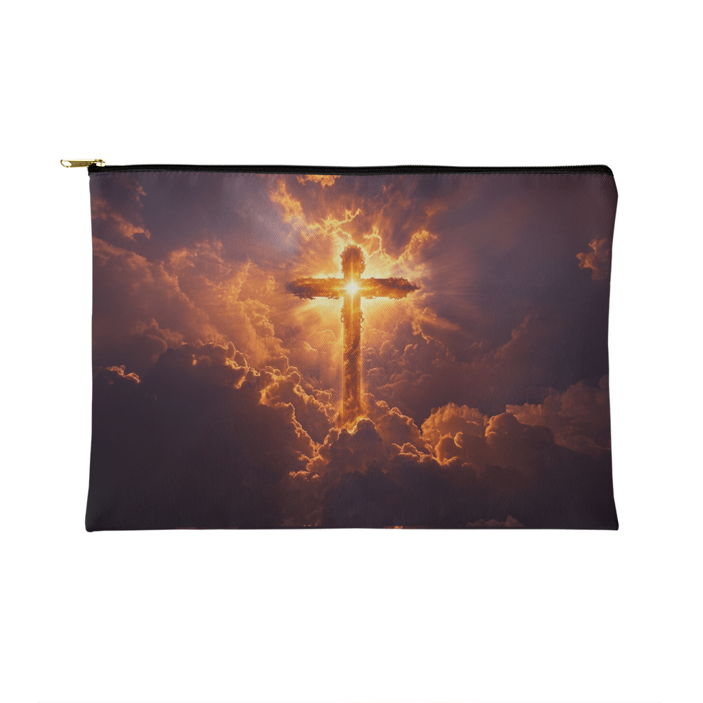 Holy Light Cross Pouch – High-Quality Fabric with a Sacred, Radiant Design