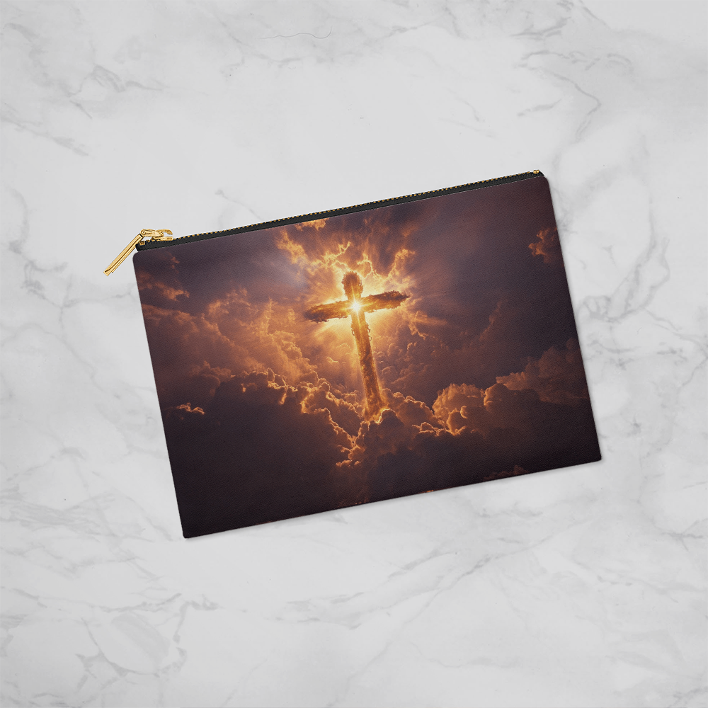 Holy Light Cross Pouch – High-Quality Fabric with a Sacred, Radiant Design