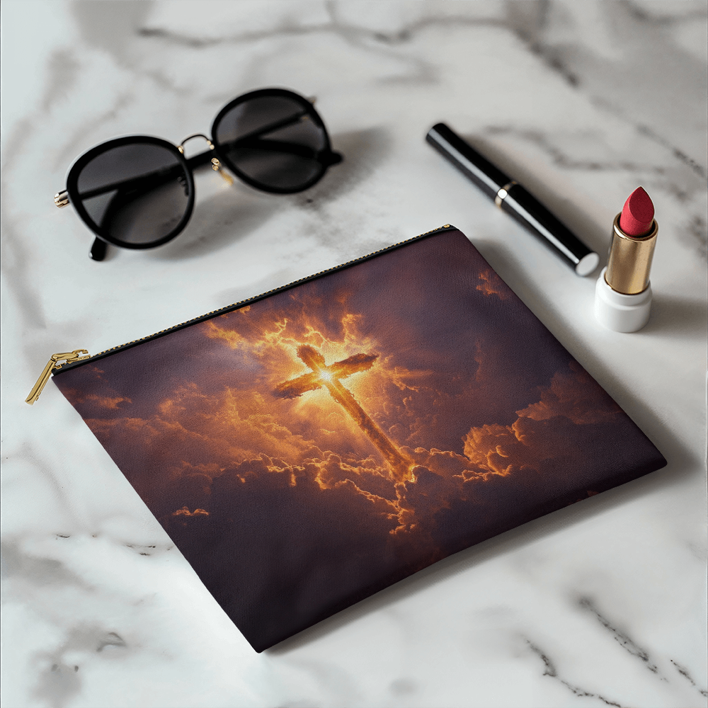 Holy Light Cross Pouch – High-Quality Fabric with a Sacred, Radiant Design