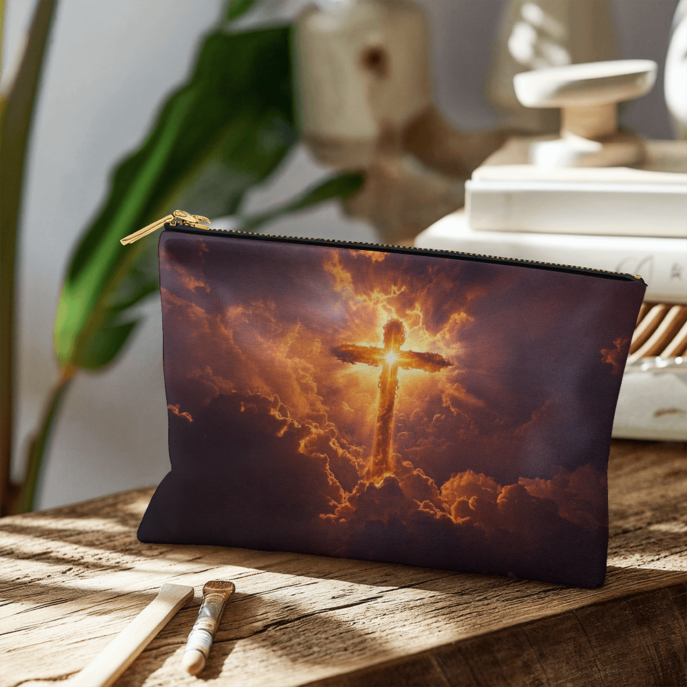 Holy Light Cross Pouch – High-Quality Fabric with a Sacred, Radiant Design