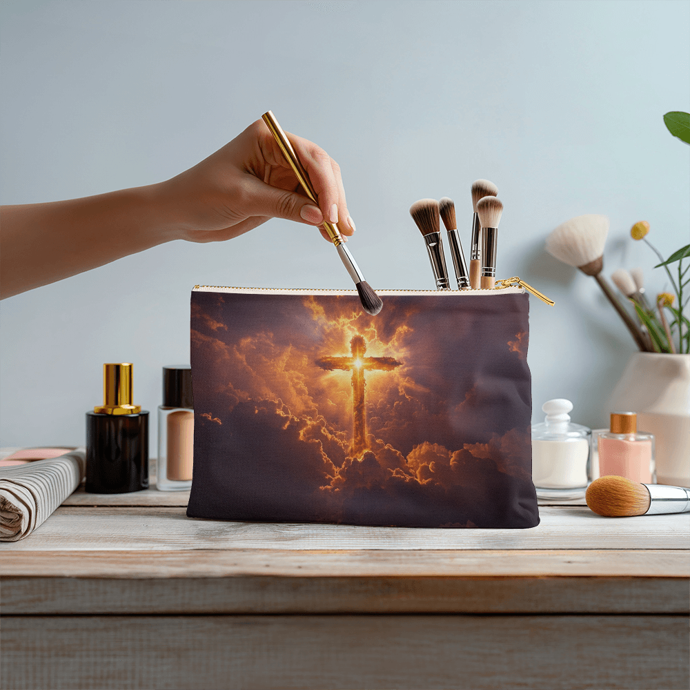 Holy Light Cross Pouch – High-Quality Fabric with a Sacred, Radiant Design