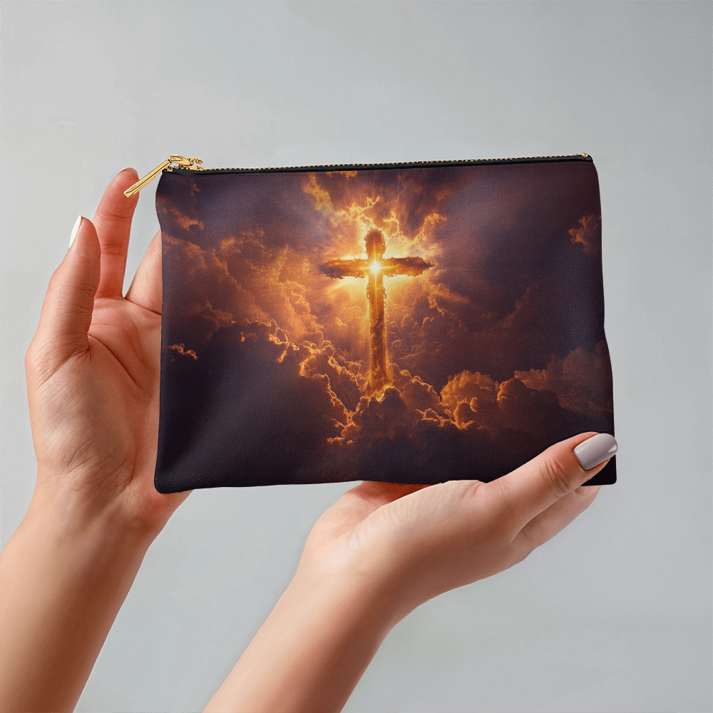 Holy Light Cross Pouch – High-Quality Fabric with a Sacred, Radiant Design