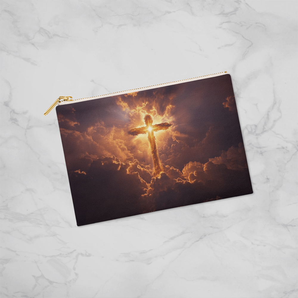 Holy Light Cross Pouch – High-Quality Fabric with a Sacred, Radiant Design