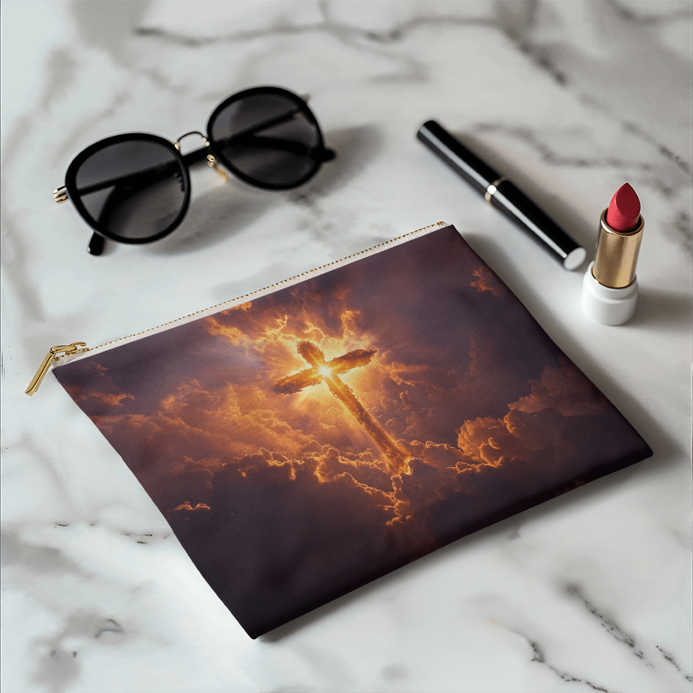 Holy Light Cross Pouch – High-Quality Fabric with a Sacred, Radiant Design