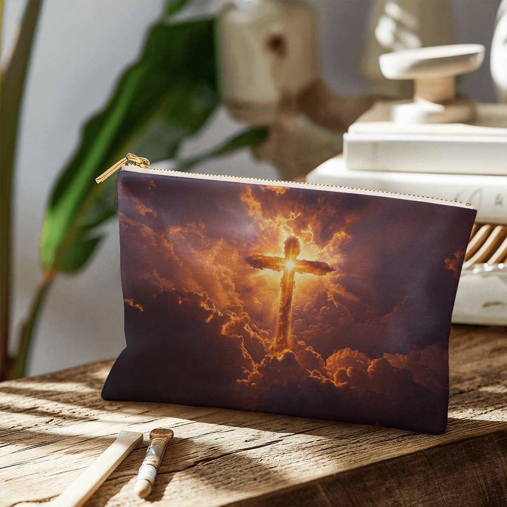 Holy Light Cross Pouch – High-Quality Fabric with a Sacred, Radiant Design