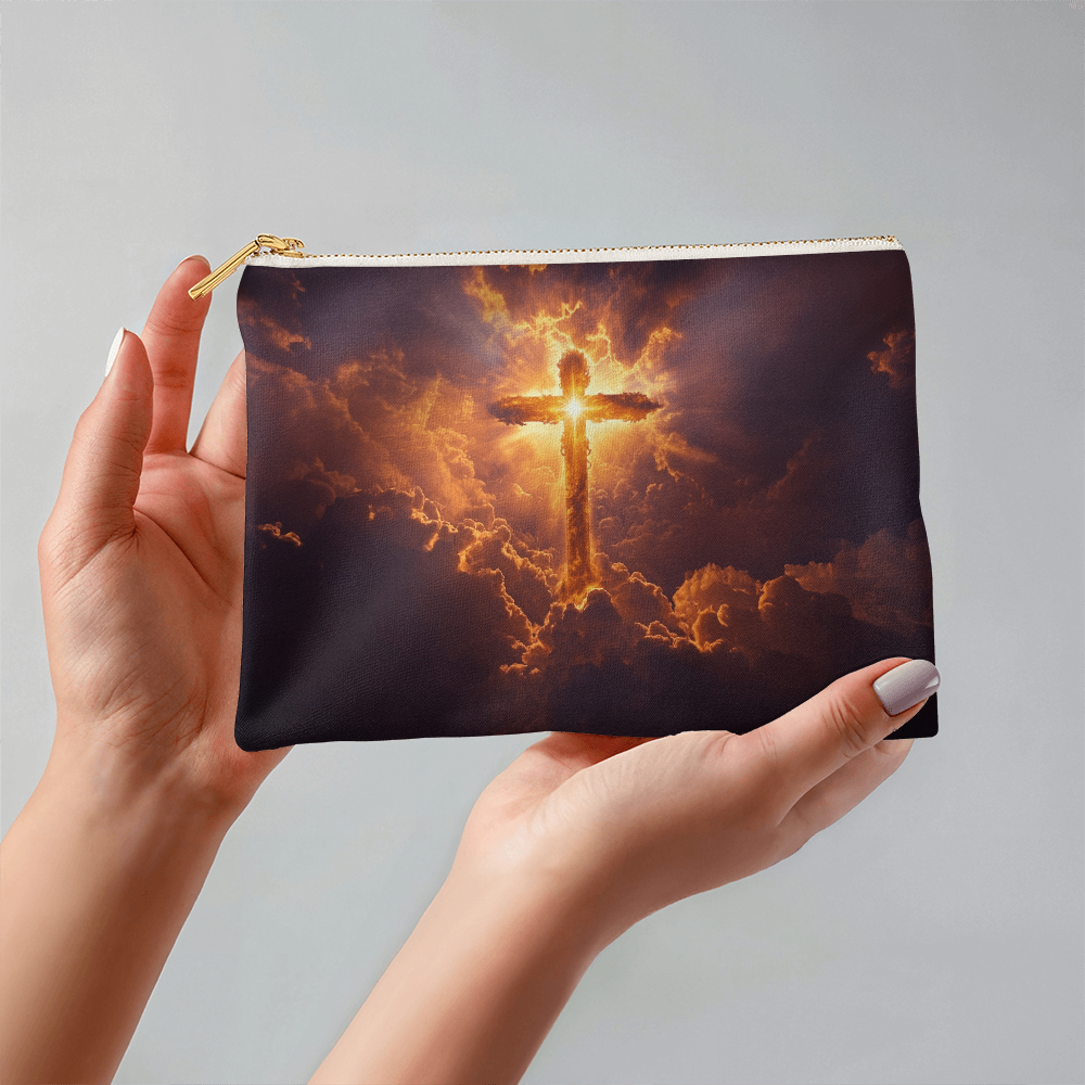 Holy Light Cross Pouch – High-Quality Fabric with a Sacred, Radiant Design