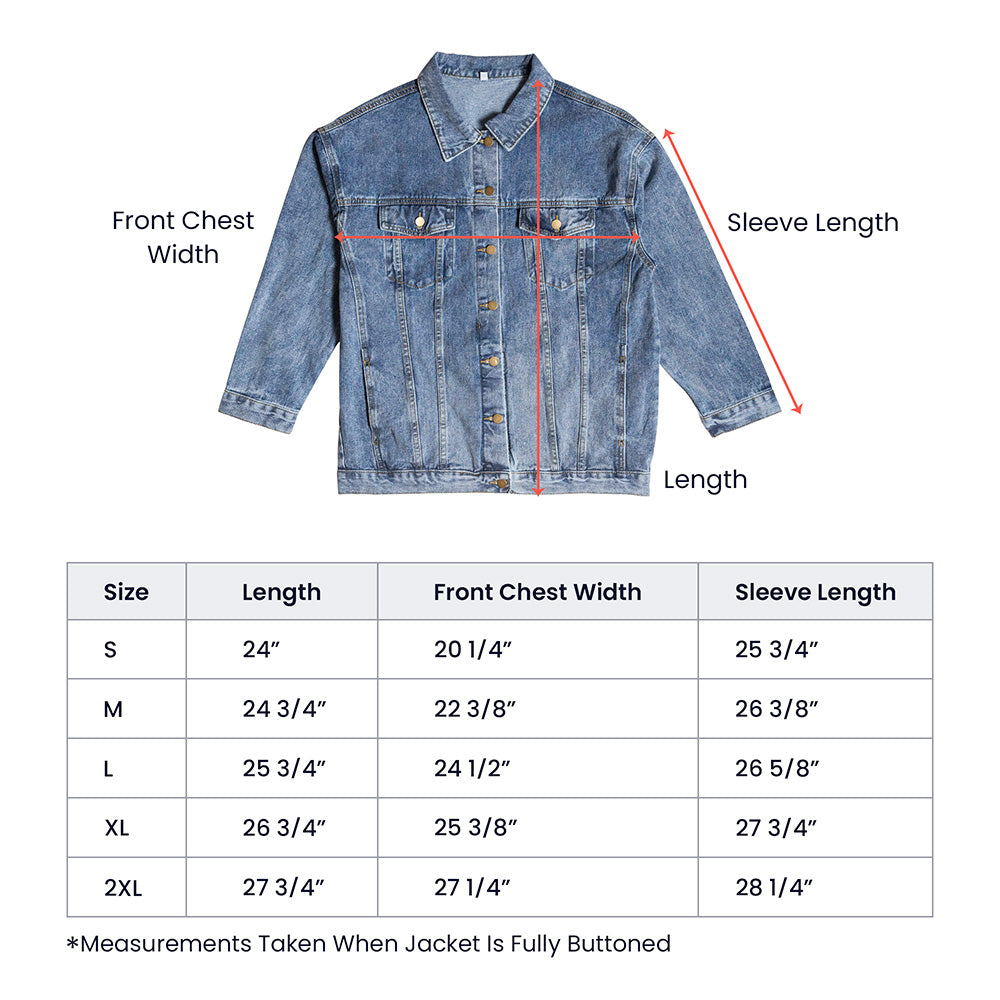 Mountain Majesty Denim Jacket – High-Quality Denim, Jesus Standing on the Mountain, Symbol of Strength and Faith.