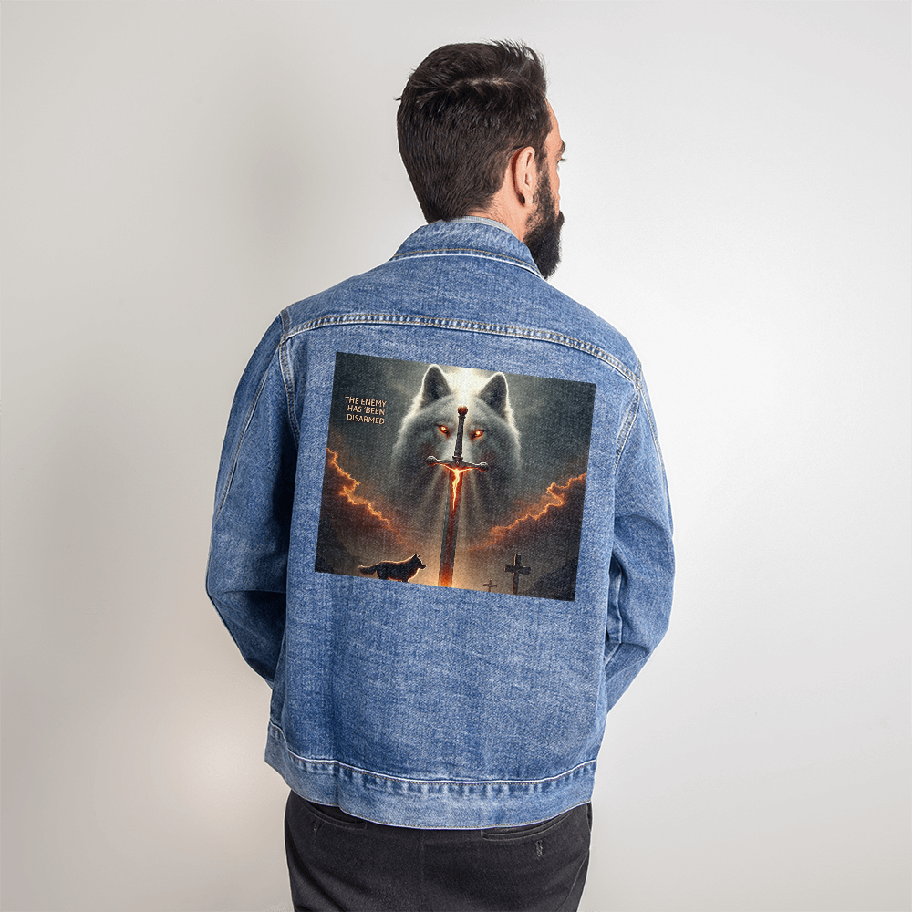 Victory in Christ Denim Jacket – Colossians 2:15, Triumph Over Darkness, A Stylish and Bold Declaration of Faith