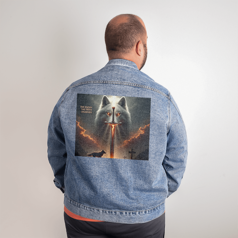 Victory in Christ Denim Jacket – Colossians 2:15, Triumph Over Darkness, A Stylish and Bold Declaration of Faith