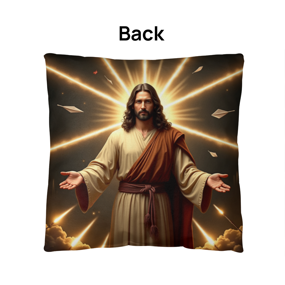 Jesus in Holy Light Throw Pillow-conveying a sense of divinity and hope