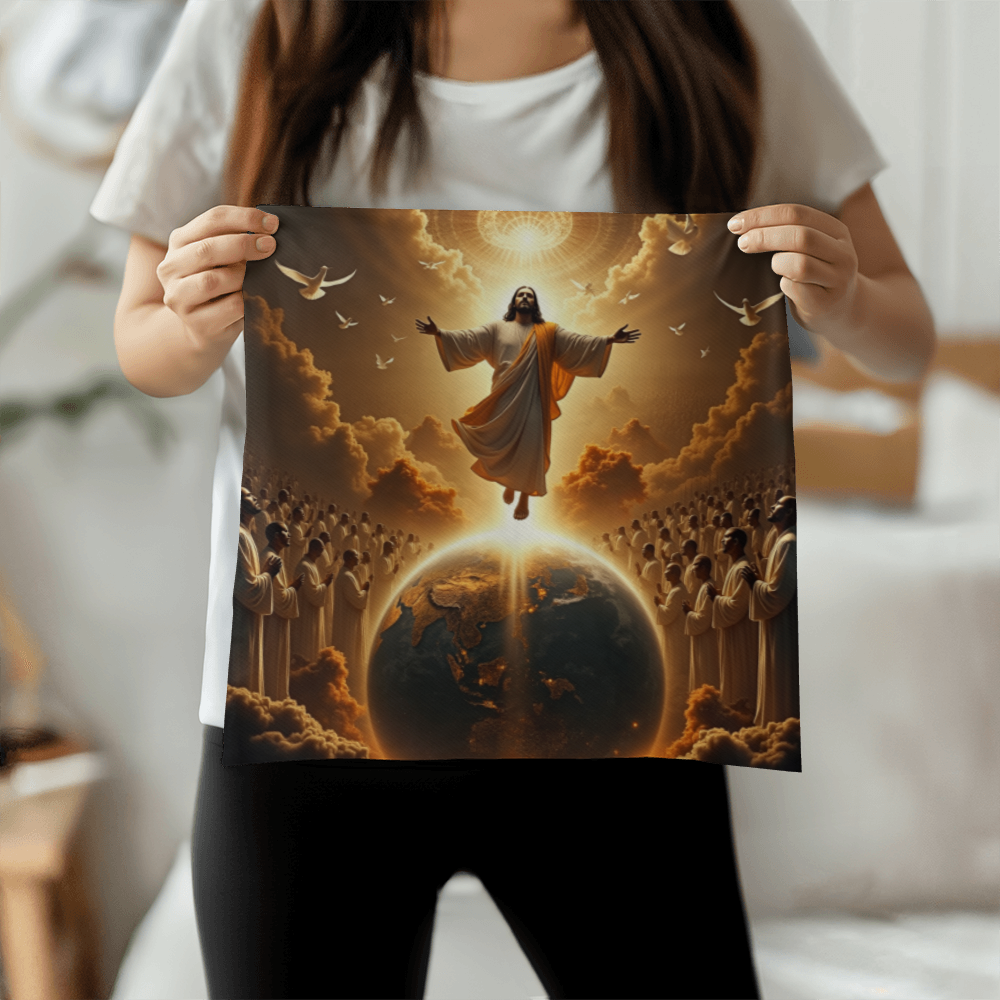 The Coming of Christ Throw Pillow-creating a sacred and redemptive atmosphere.