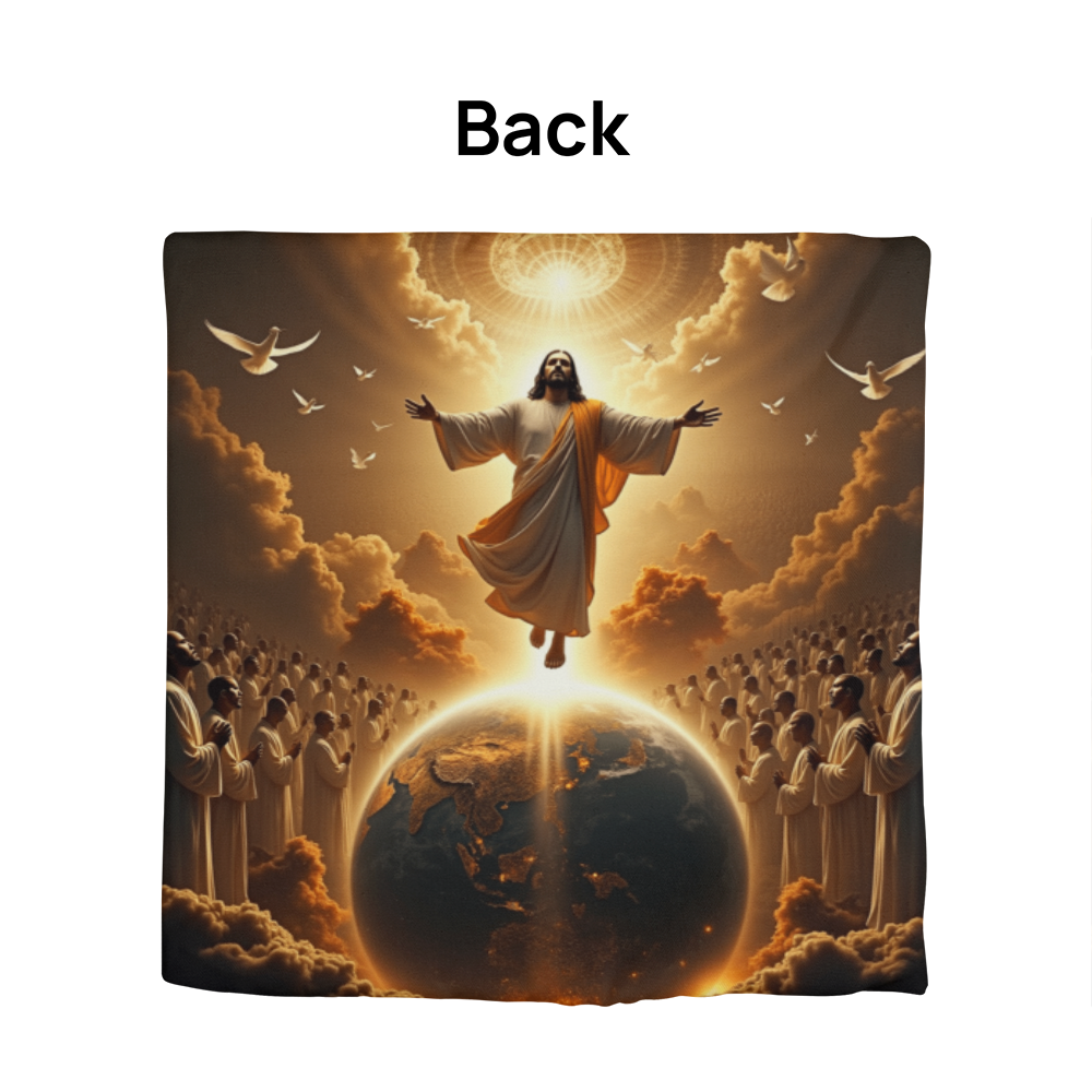 The Coming of Christ Throw Pillow-creating a sacred and redemptive atmosphere.