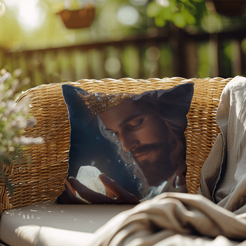 Contemplative Jesus Pillow – Skin-Friendly Fabric with a Quiet, Profound Design