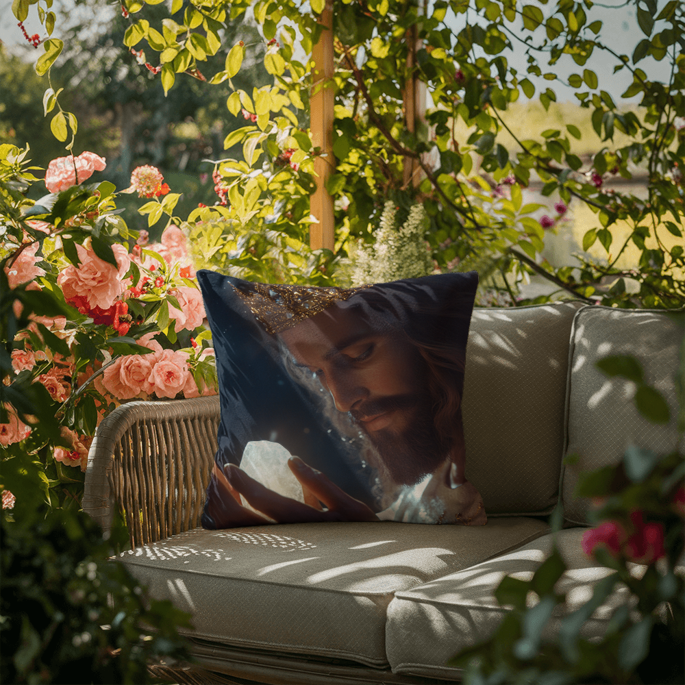 Contemplative Jesus Pillow – Skin-Friendly Fabric with a Quiet, Profound Design