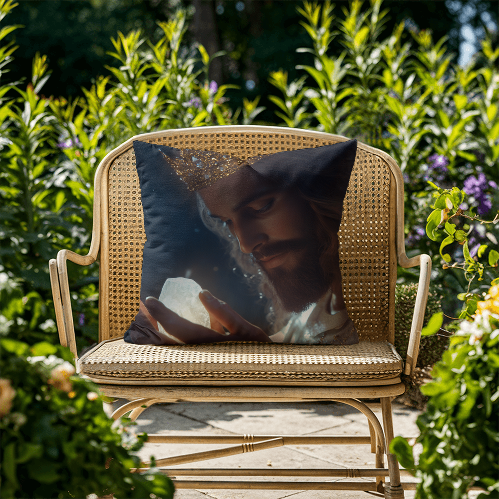 Contemplative Jesus Pillow – Skin-Friendly Fabric with a Quiet, Profound Design