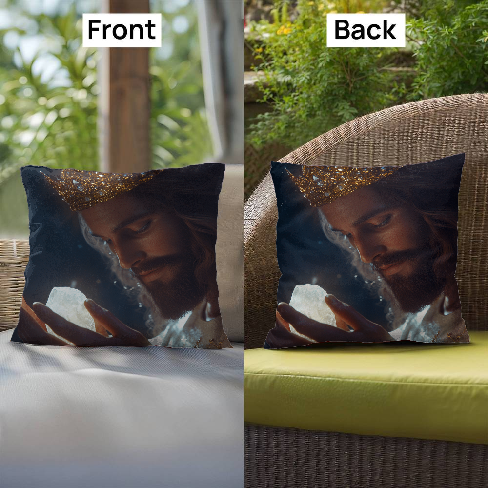 Contemplative Jesus Pillow – Skin-Friendly Fabric with a Quiet, Profound Design