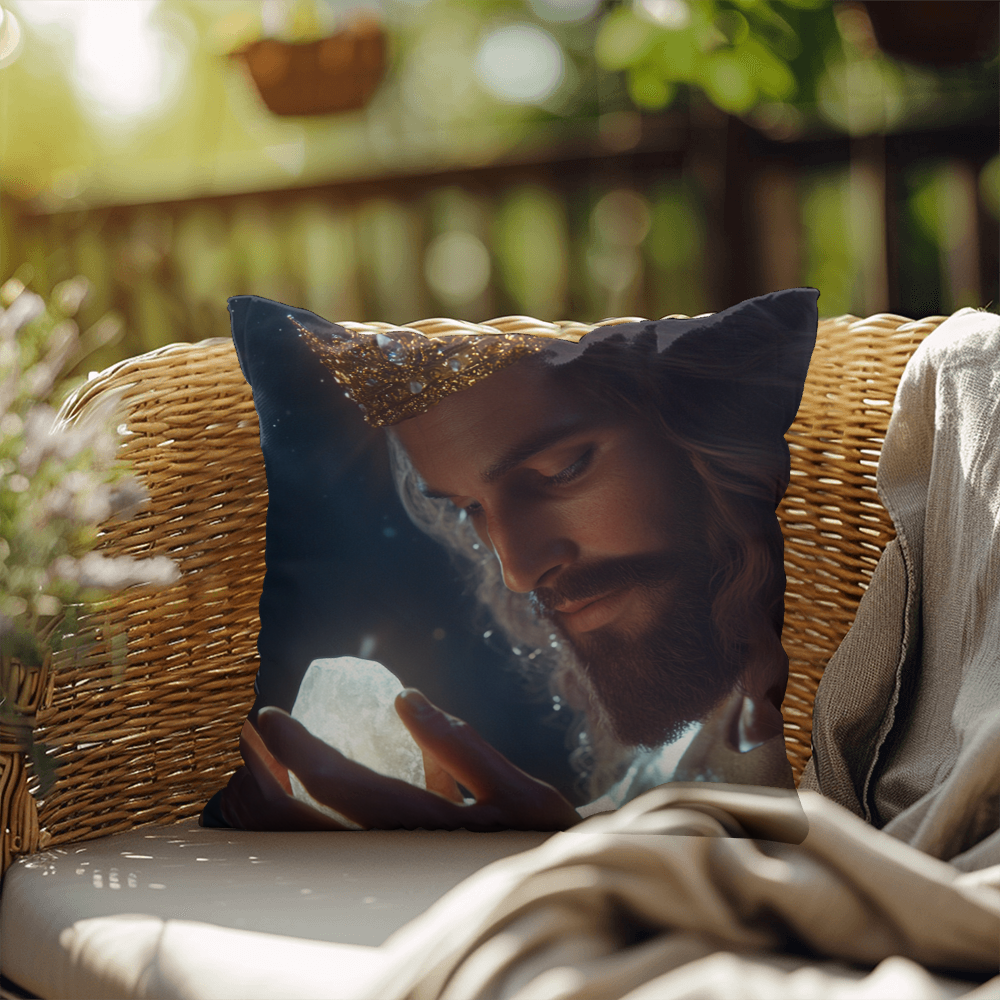 Contemplative Jesus Pillow – Skin-Friendly Fabric with a Quiet, Profound Design