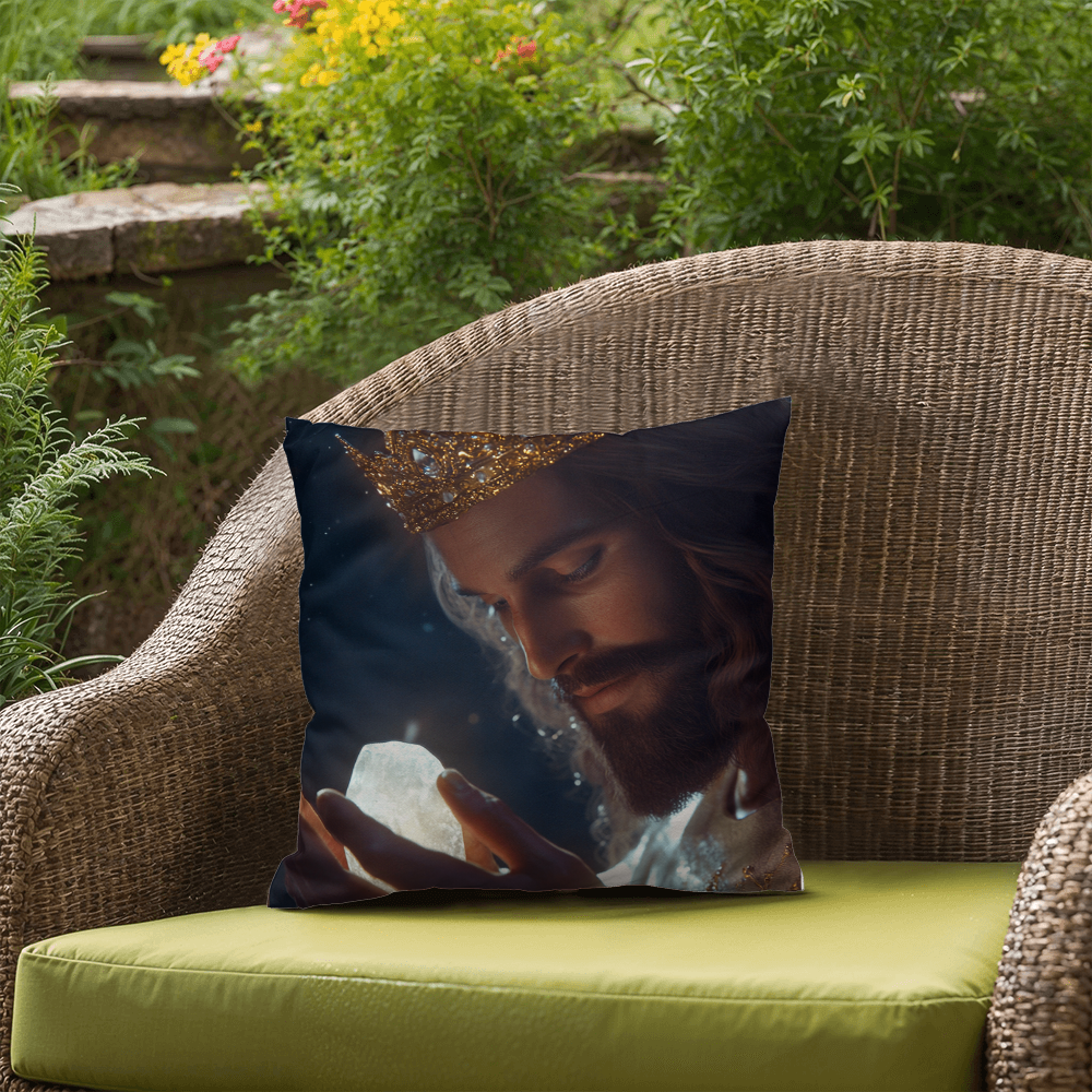 Contemplative Jesus Pillow – Skin-Friendly Fabric with a Quiet, Profound Design