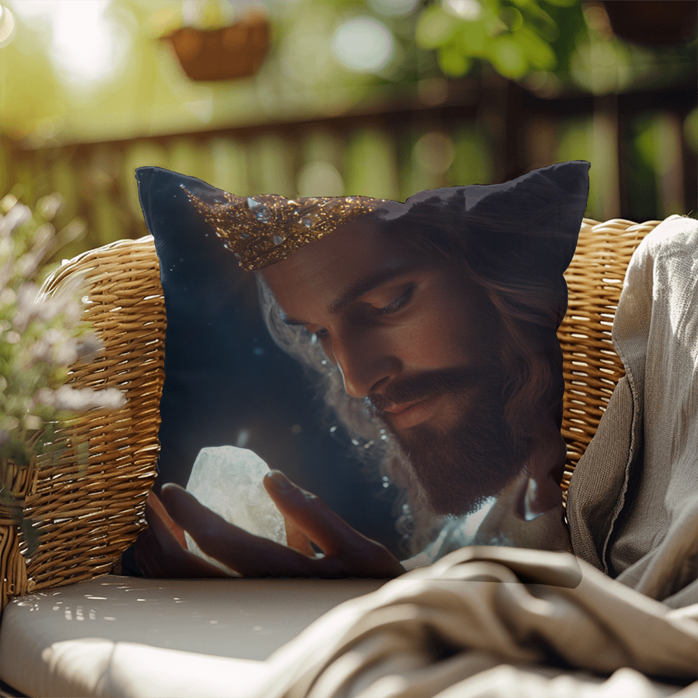 Contemplative Jesus Pillow – Skin-Friendly Fabric with a Quiet, Profound Design