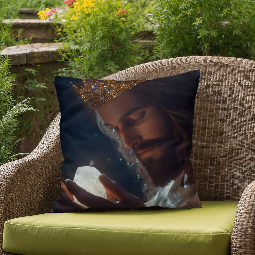 Contemplative Jesus Pillow – Skin-Friendly Fabric with a Quiet, Profound Design