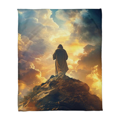 Jesus on the Mountaintop Blanket – Luxuriously Soft with a Quiet and Divine Atmosphere