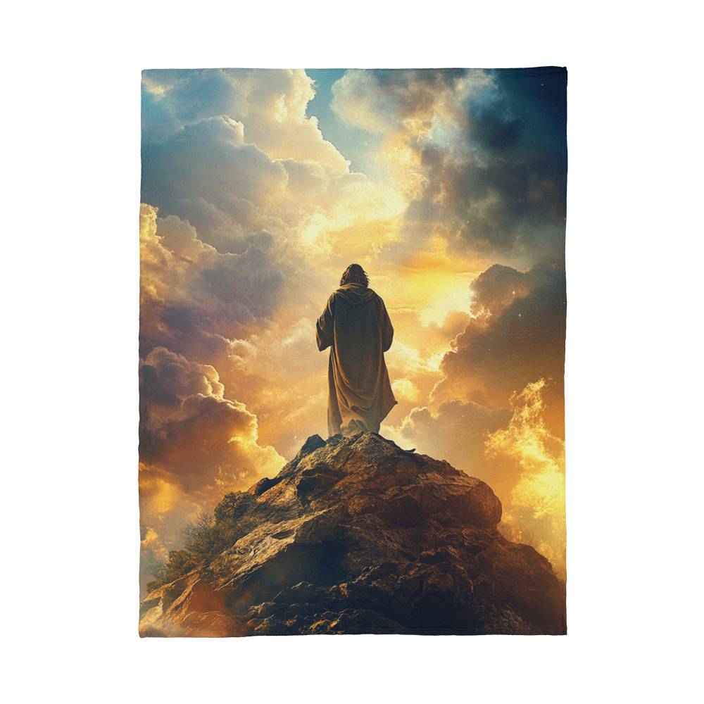 Jesus on the Mountaintop Blanket – Luxuriously Soft with a Quiet and Divine Atmosphere