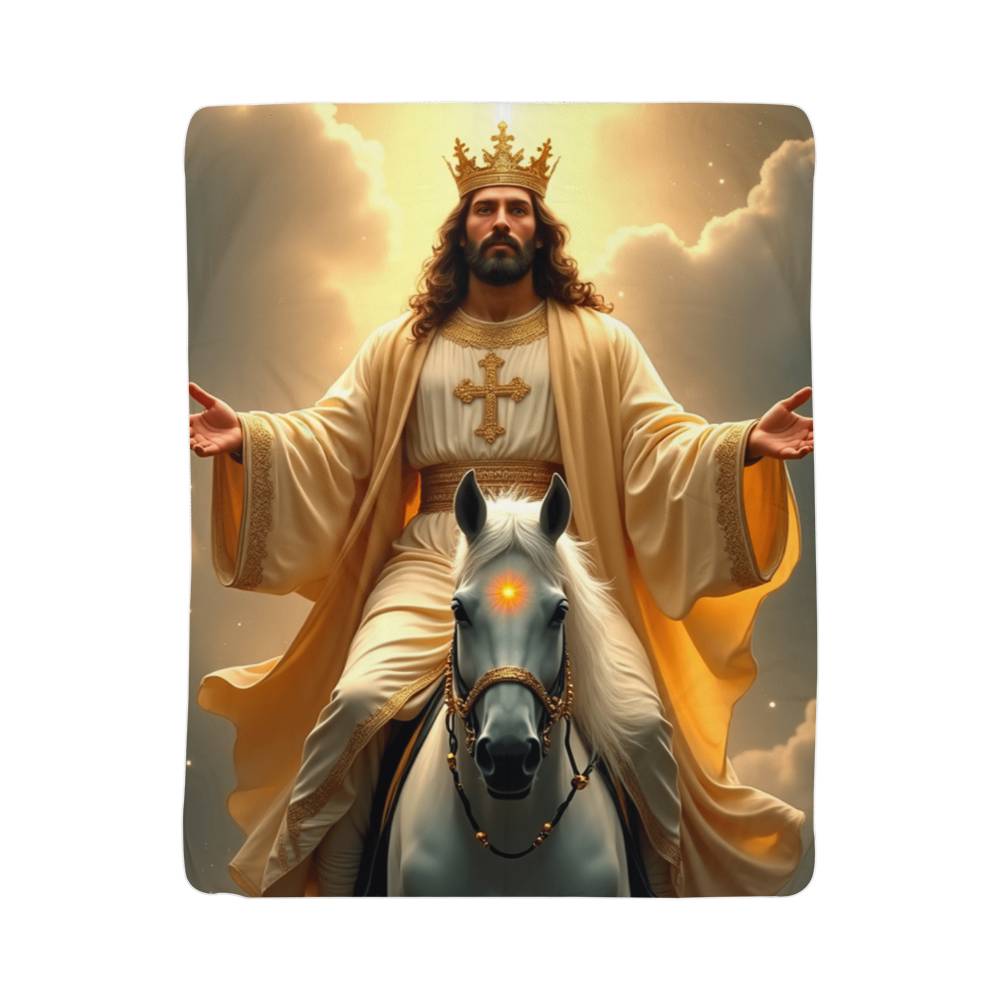 King of Kings Blanket – Luxuriously Soft and Warm, Featuring Jesus on a White Horse