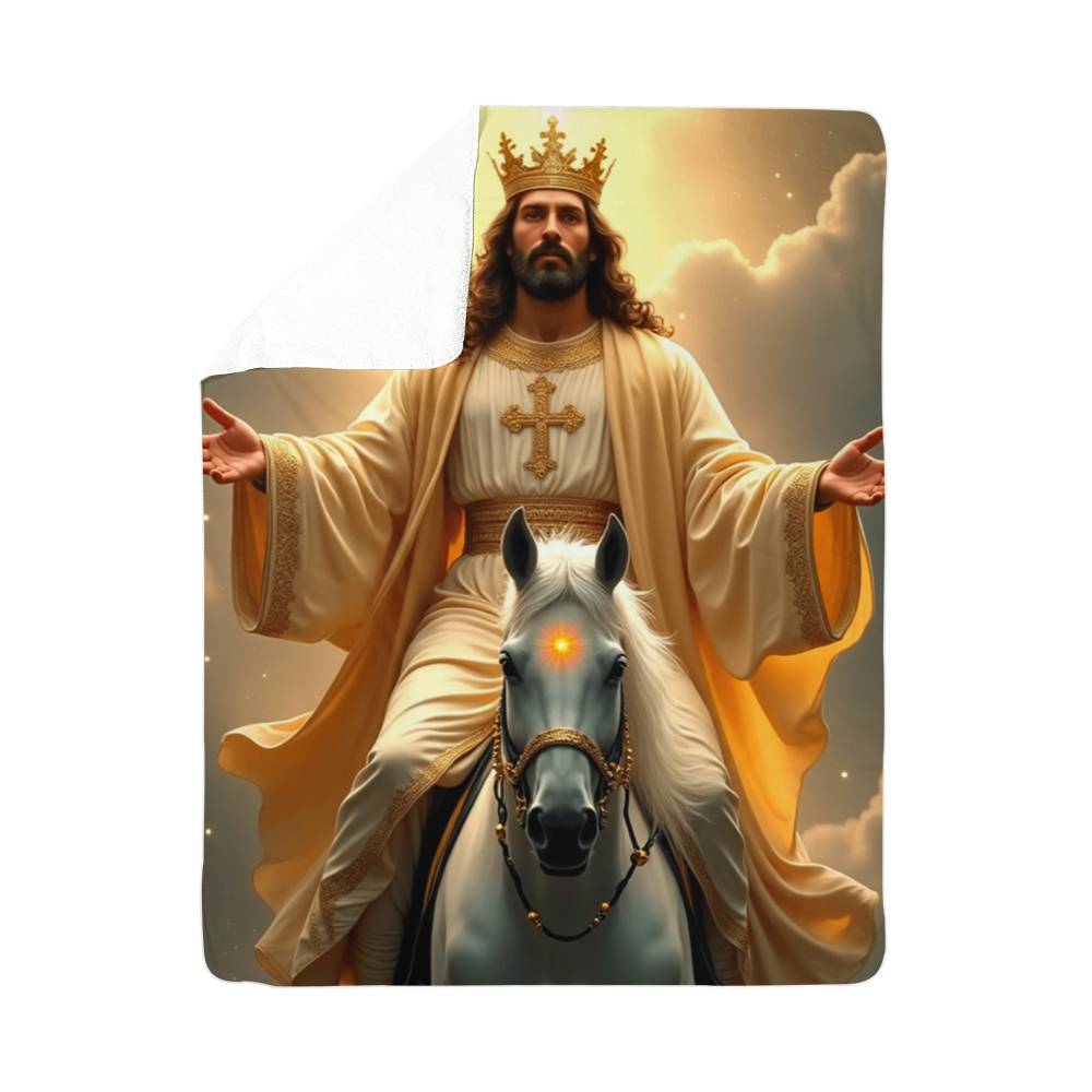 King of Kings Blanket – Luxuriously Soft and Warm, Featuring Jesus on a White Horse