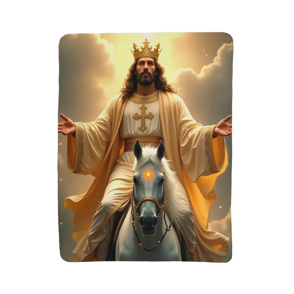 King of Kings Blanket – Luxuriously Soft and Warm, Featuring Jesus on a White Horse