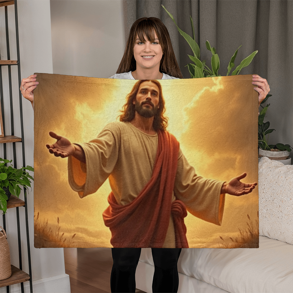 Jesus' Peaceful Embrace Blanket – Ultra-Soft, Cozy, and Inviting for Every Season