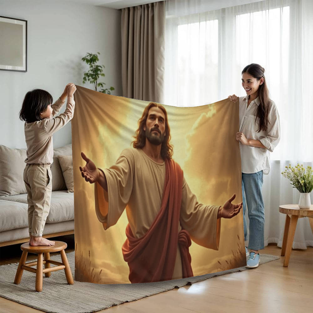 Jesus' Peaceful Embrace Blanket – Ultra-Soft, Cozy, and Inviting for Every Season