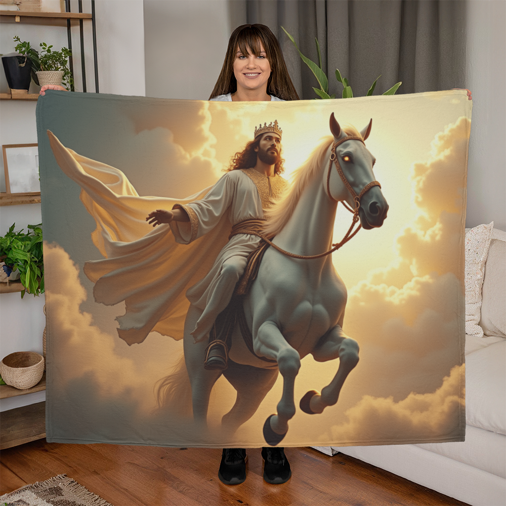 Heavenly King Jesus Blanket – Soft, Durable Material with a Sacred and Majestic Design