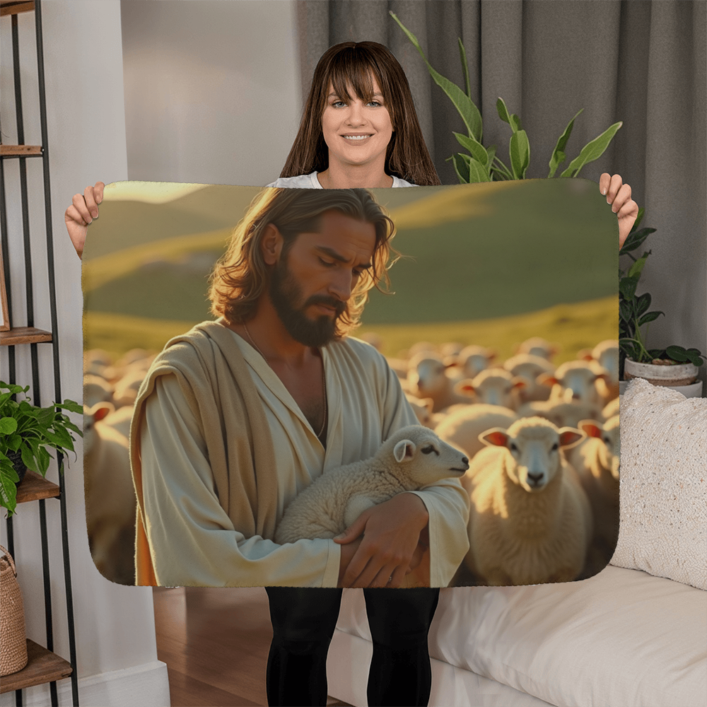 Jesus the Shepherd Blanket – Soft, Cozy, and Serene, Perfect for Peaceful Moments