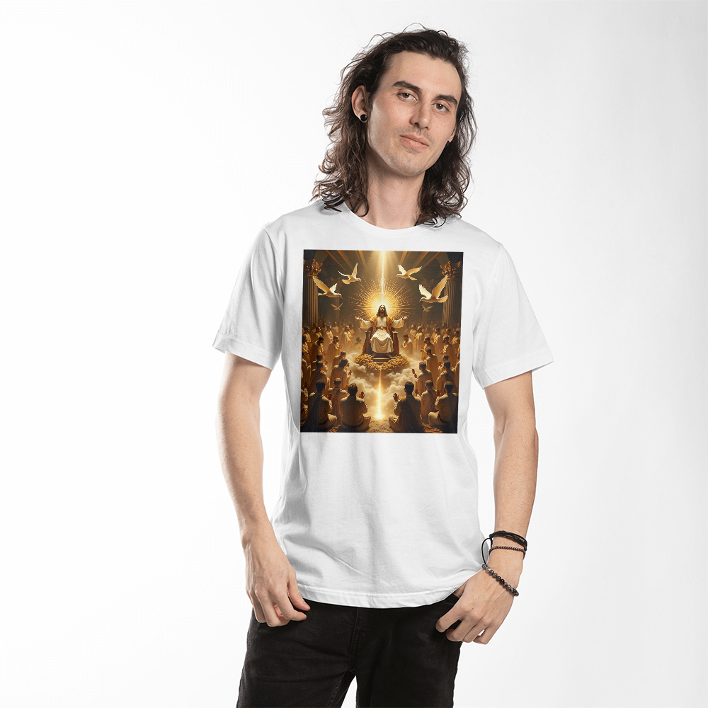 Glorious Faith Round-Neck Tee – Premium Cotton with the Divine Portrait of Jesus