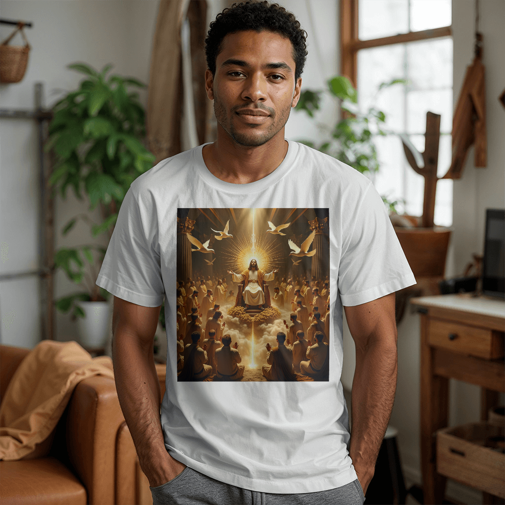 Glorious Faith Round-Neck Tee – Premium Cotton with the Divine Portrait of Jesus