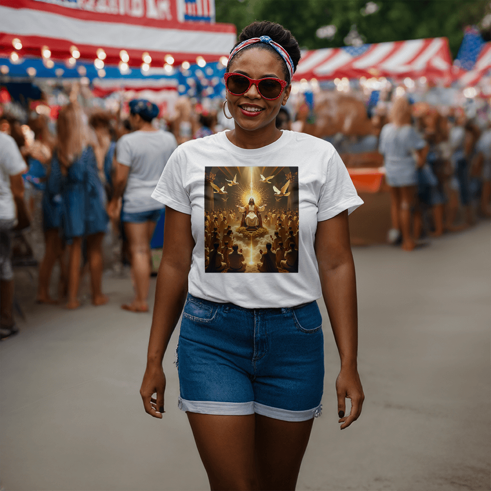 Glorious Faith Round-Neck Tee – Premium Cotton with the Divine Portrait of Jesus