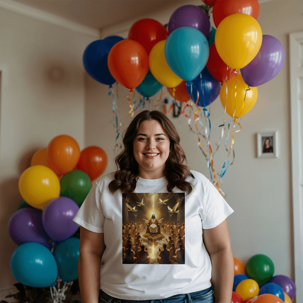 Glorious Faith Round-Neck Tee – Premium Cotton with the Divine Portrait of Jesus