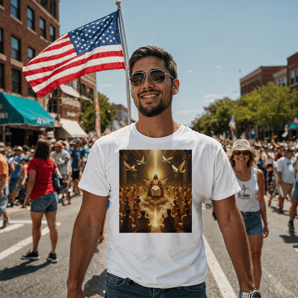 Glorious Faith Round-Neck Tee – Premium Cotton with the Divine Portrait of Jesus