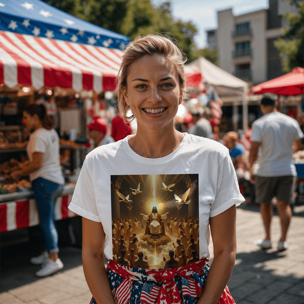 Glorious Faith Round-Neck Tee – Premium Cotton with the Divine Portrait of Jesus