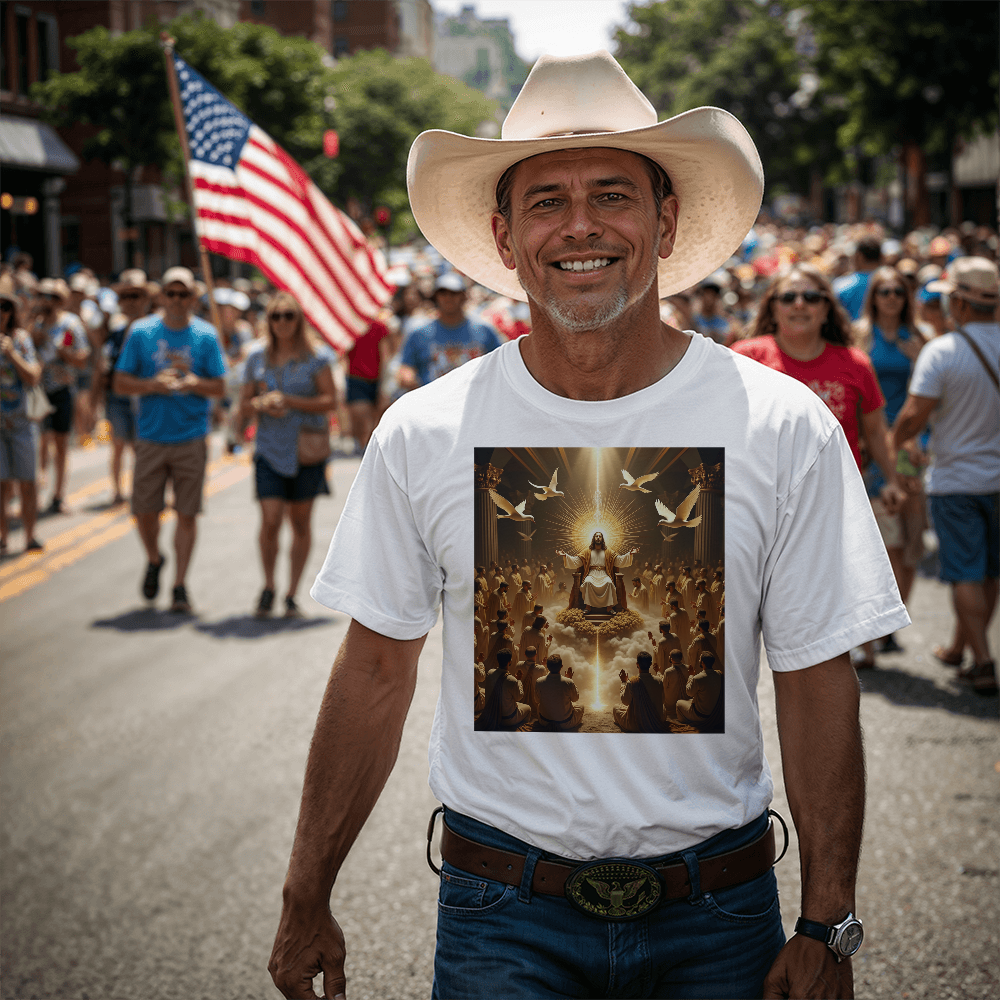 Glorious Faith Round-Neck Tee – Premium Cotton with the Divine Portrait of Jesus