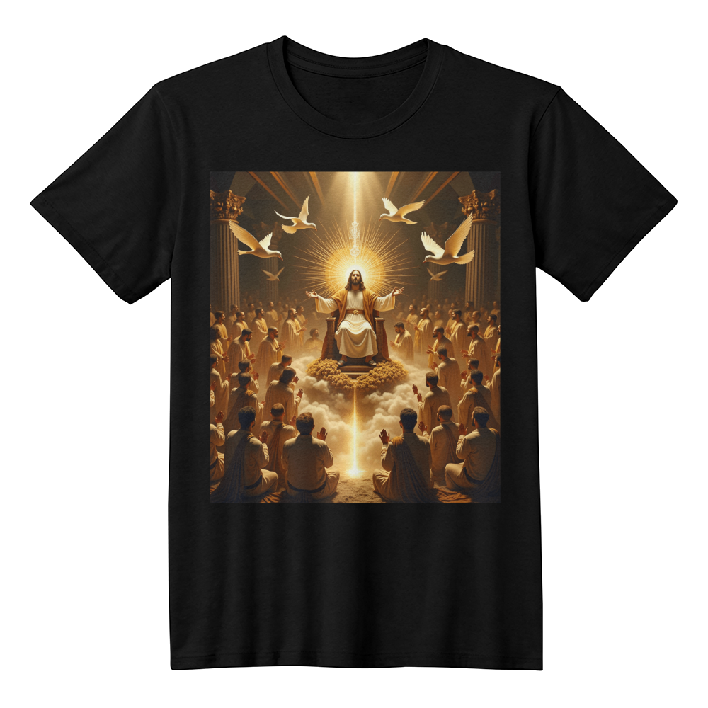 Glorious Faith Round-Neck Tee – Premium Cotton with the Divine Portrait of Jesus