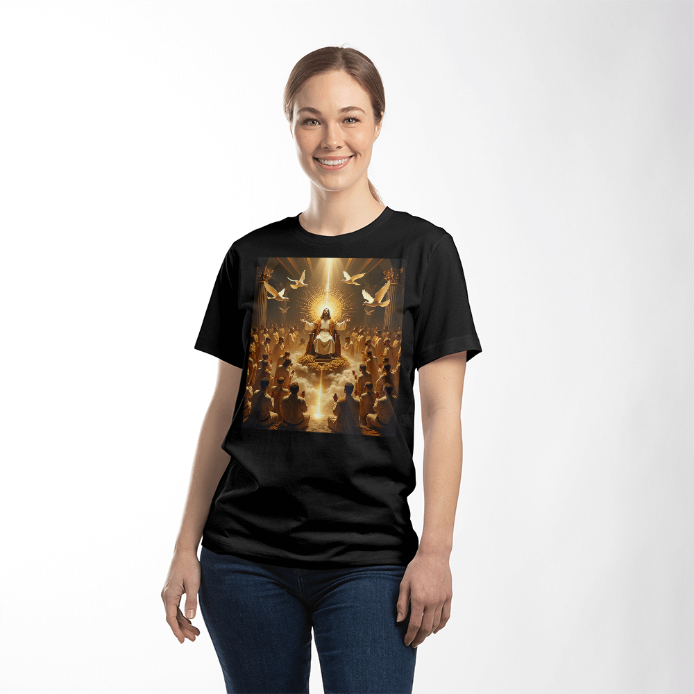 Glorious Faith Round-Neck Tee – Premium Cotton with the Divine Portrait of Jesus