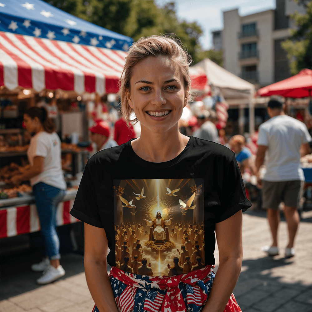 Glorious Faith Round-Neck Tee – Premium Cotton with the Divine Portrait of Jesus