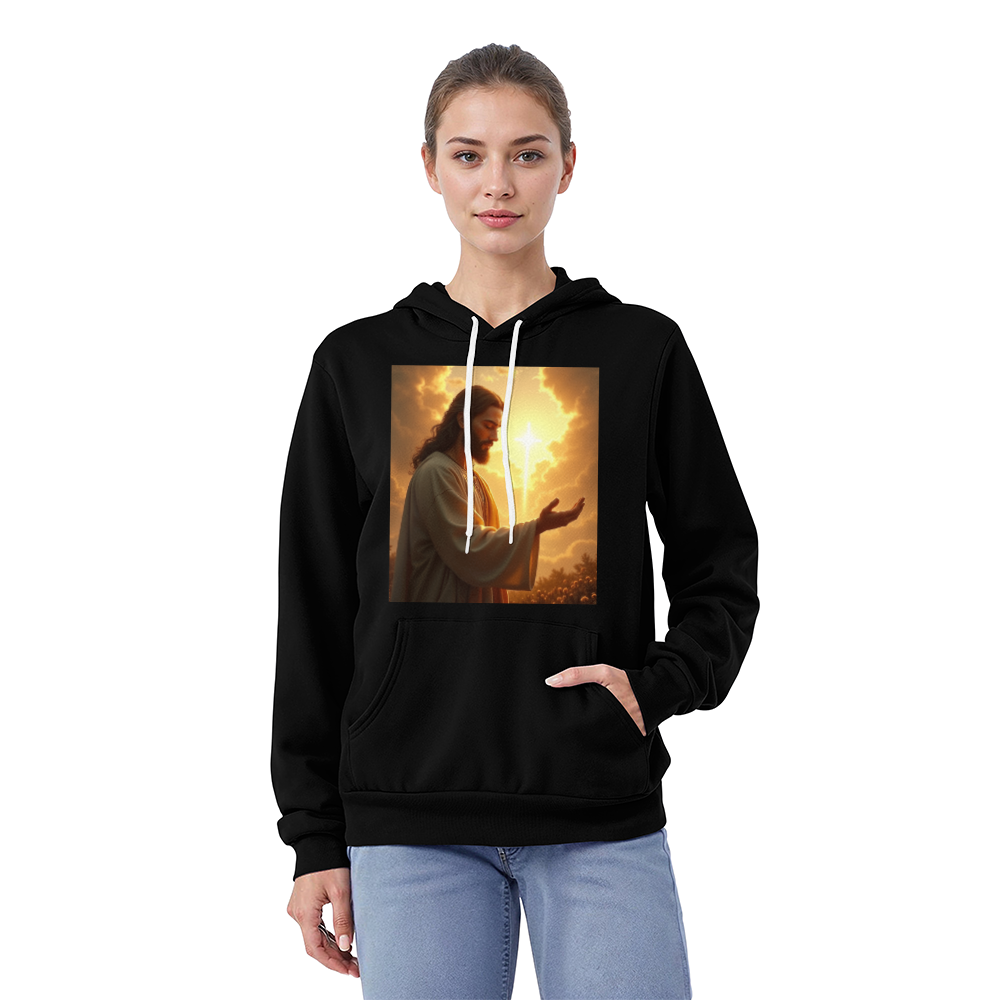 Hands of Compassion Hoodie – Jesus' Outstretched Embrace, Soft Cotton Comfort