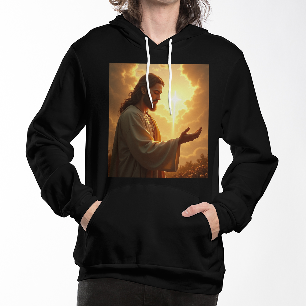 Hands of Compassion Hoodie – Jesus' Outstretched Embrace, Soft Cotton Comfort